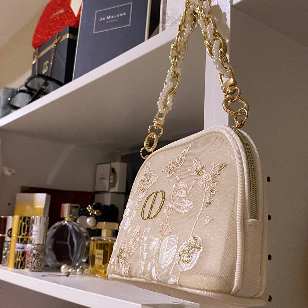 Dior Beauty Embroidered Cream Handbag